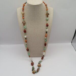 Vintage Multi Tumbled Polished Natural Stone Beaded Necklace